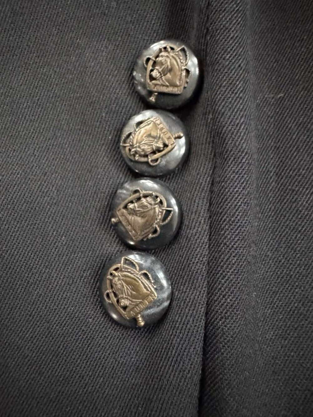 VTG Lauren Ralph Lauren Wool Blazer Crest Logo Gold Buttons Fully Lined Black 12 - Picture 6 of 13